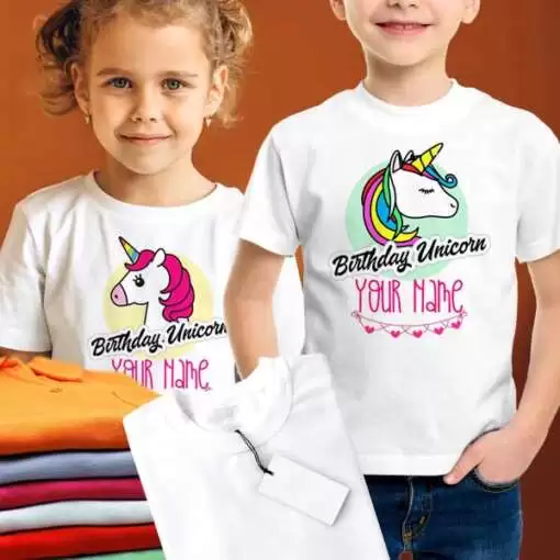 Personalized t-shirt white for Children Birthday Unicorn 1