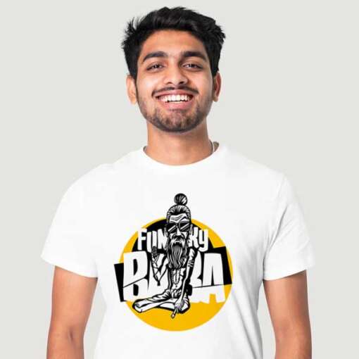 Personalized t-shirt white for men funky baba 1