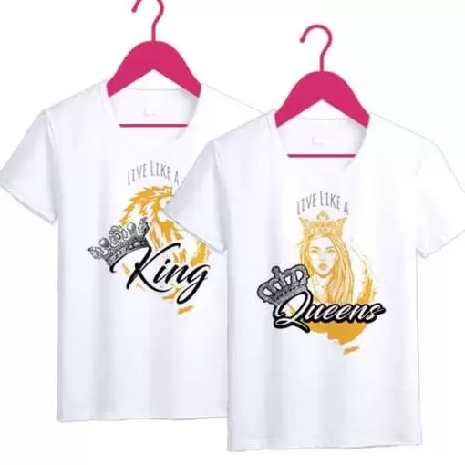 Personalized t-shirt white for Couple King Queen 4