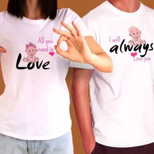 Personalized t-shirt white for Couple always Love 1