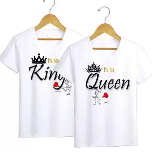 Personalized t-shirt white for Couple Queen King 4