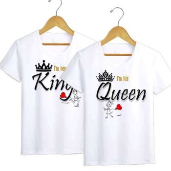 Personalized t-shirt white for Couple Queen King 8