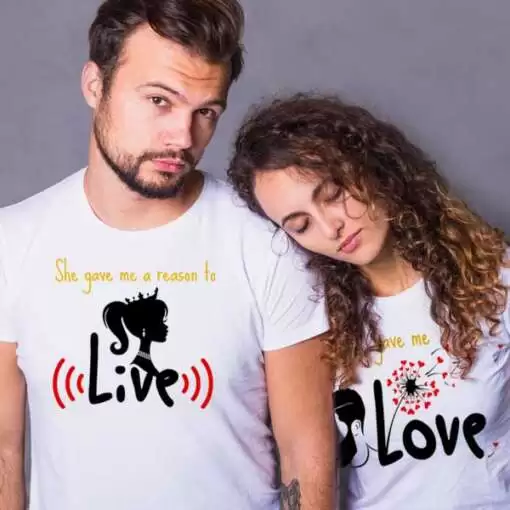 Personalized t-shirt white for Couple Live Love 1