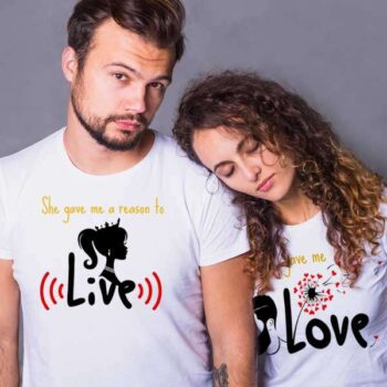 Personalized t-shirt white for Couple Live Love
