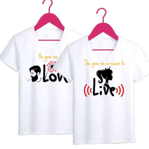 Personalized t-shirt white for Couple Live Love - Image 4