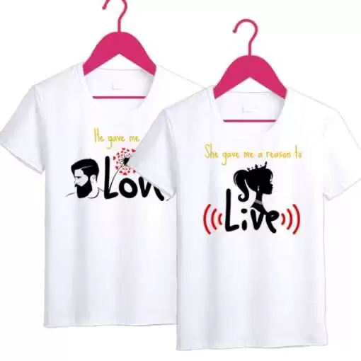 Personalized t-shirt white for Couple Live Love 4
