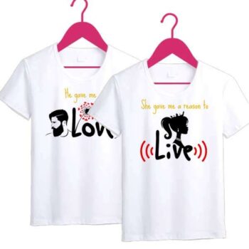 Personalized t-shirt white for Couple Live Love 8
