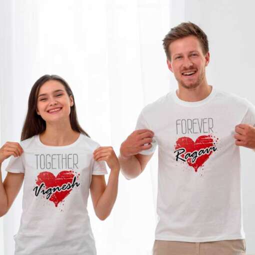 Personalized t-shirt white for Couple Forever 1
