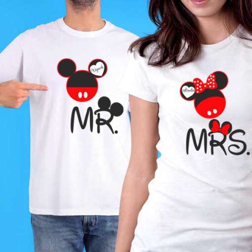 Personalized t-shirt white for Couple Mickey Mouse
