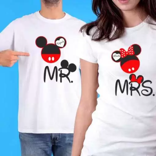 Personalized t-shirt white for Couple Mickey Mouse 1
