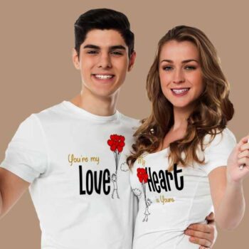 Personalized t-shirt white for Couple Love Hearts