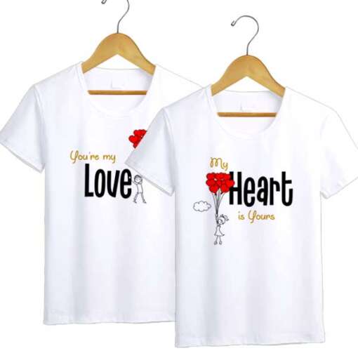 Personalized t-shirt white for Couple Love Hearts - Image 4