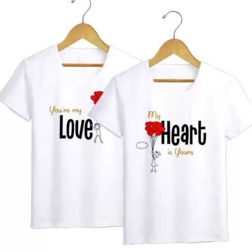 Personalized t-shirt white for Couple Love Hearts 4