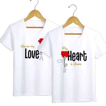Personalized t-shirt white for Couple Love Hearts 8