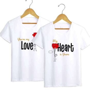 Personalized t-shirt white for Couple Love Hearts 3