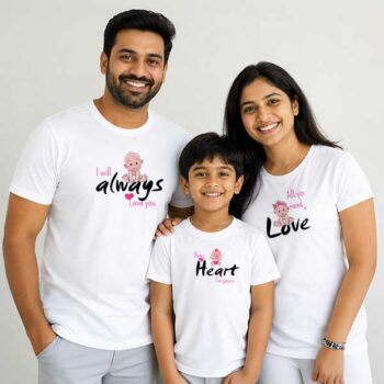 Personalized t-shirt white for Family Love Heart