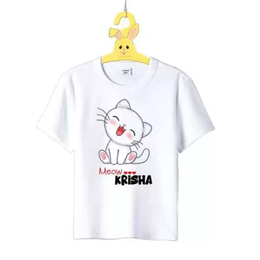 Personalized t-shirt white for girl Meow | Cat Kitty Girl 3
