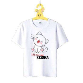 Personalized t-shirt white for girl Meow | Cat Kitty Girl 5