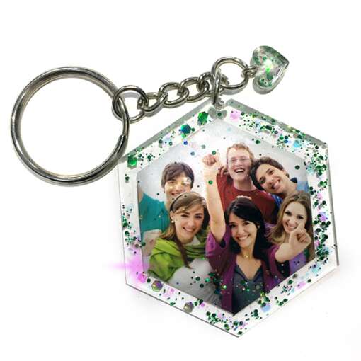 Personalized Photo keychain Hexagon shape - Resin Photo Keychain 2