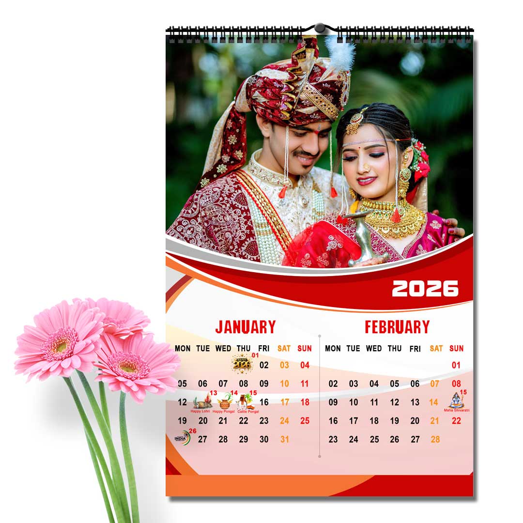 2026 Personalized Wall Calendar | 6 Pages Photo Calendar | 12×18 Inch Design1