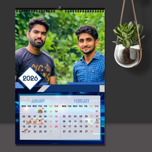2026 Personalized Wall Calendar | 6 Pages Photo Calendar | 12×18 Inch Design 6