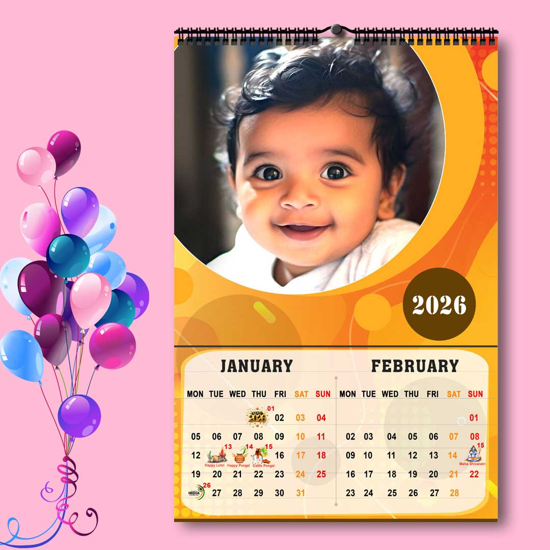 2026 Personalized Wall Calendar | 6 Pages Photo Calendar | 12×18 Inch Design 9