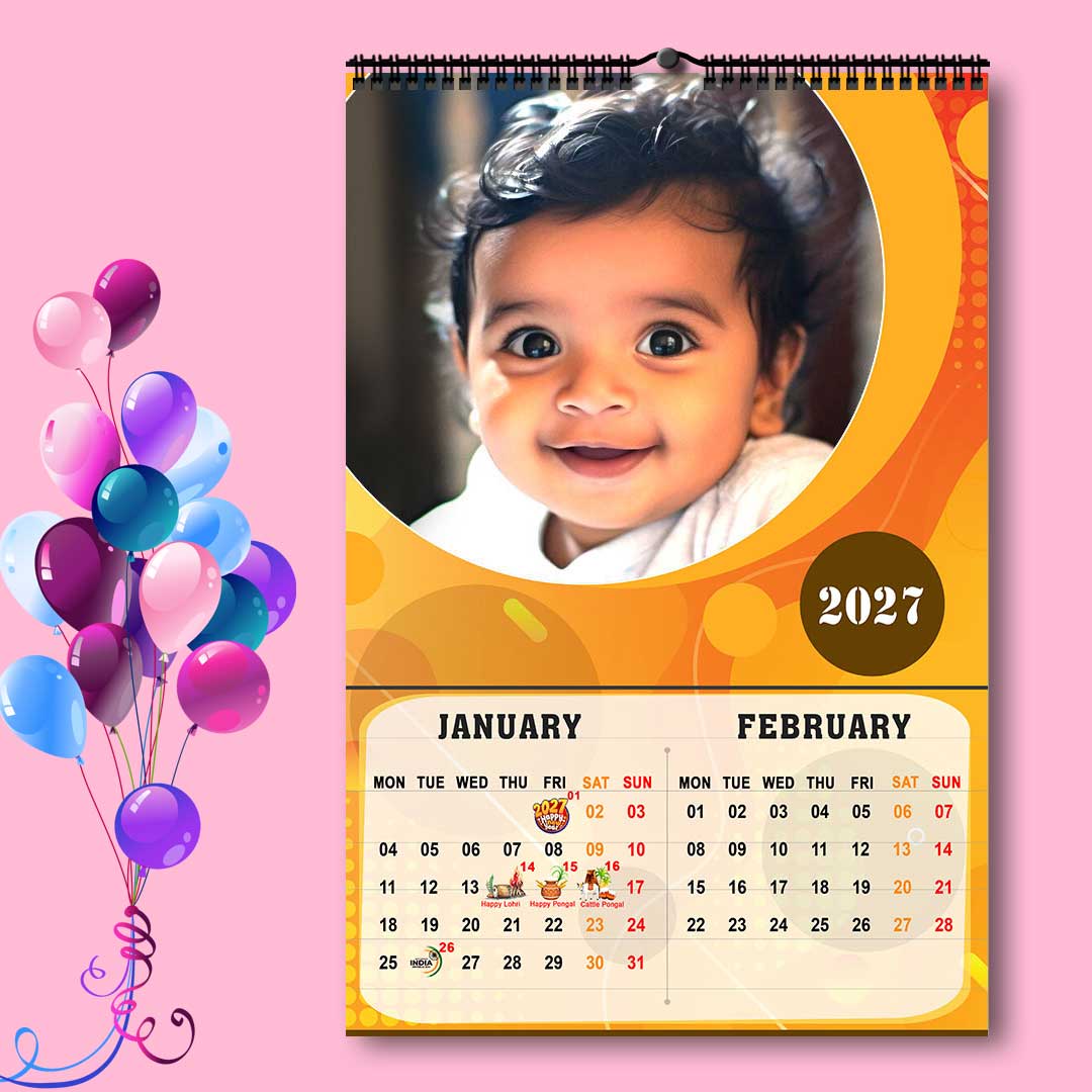 2027 Personalized Wall Calendar | 6 Pages Photo Calendar | 12×18 Inch Design 9