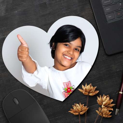 Customised picture printed heart shaped mouse pad | computer mouse pad for office use
