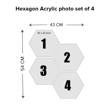 Acrylic Photo Frame Set - Hexagon Shape | Frameless Picture Frame Set of 4 6