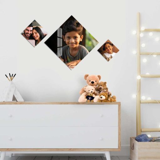 Acrylic Photo Frameless  Frame Diamond Shape  | Transparent Acrylic Frame Set of 3