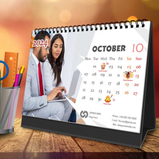 2024 Personalized Desktop Calendar | Table top Photo Calendar | 9 x 6 Inches Horizontal Design 11 12