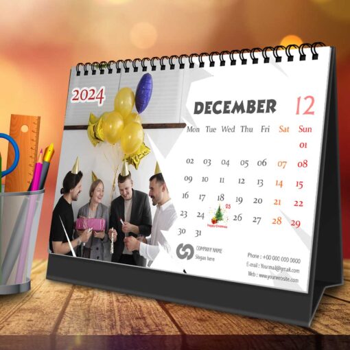 2024 Personalized Desktop Calendar | Table top Photo Calendar | 9 x 6 Inches Horizontal Design 11 14
