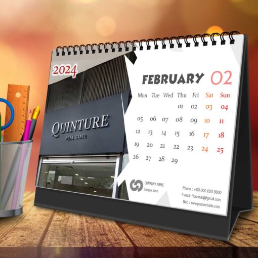2024 Personalized Desktop Calendar | Table top Photo Calendar | 9 x 6 Inches Horizontal Design 11 4