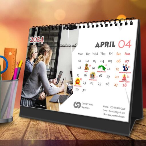 2024 Personalized Desktop Calendar | Table top Photo Calendar | 9 x 6 Inches Horizontal Design 11 6
