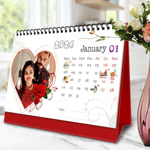 2024 Personalized Desktop Calendar | Table top Photo Calendar | 9 x 6 Inches Horizontal Design 12 1
