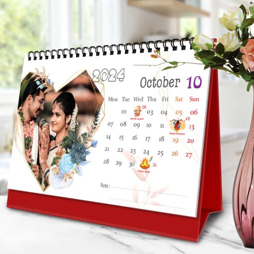 2024 Personalized Desktop Calendar | Table top Photo Calendar | 9 x 6 Inches Horizontal Design 12 12