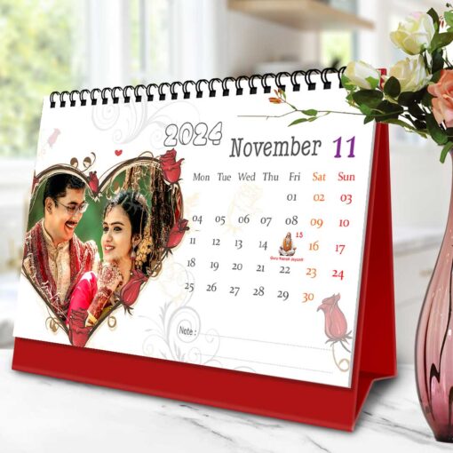 2024 Personalized Desktop Calendar | Table top Photo Calendar | 9 x 6 Inches Horizontal Design 12 13