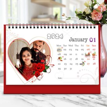 2024 Personalized Desktop Calendar | Table top Photo Calendar | 9 x 6 Inches Horizontal Design 12 17