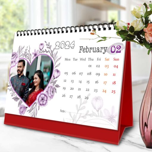 2024 Personalized Desktop Calendar | Table top Photo Calendar | 9 x 6 Inches Horizontal Design 12 4