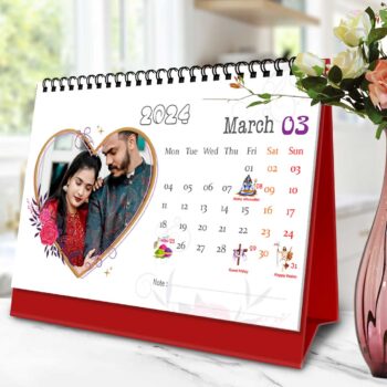 2024 Personalized Desktop Calendar | Table top Photo Calendar | 9 x 6 Inches Horizontal Design 12 19