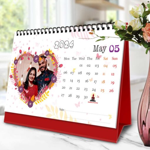 2024 Personalized Desktop Calendar | Table top Photo Calendar | 9 x 6 Inches Horizontal Design 12 7