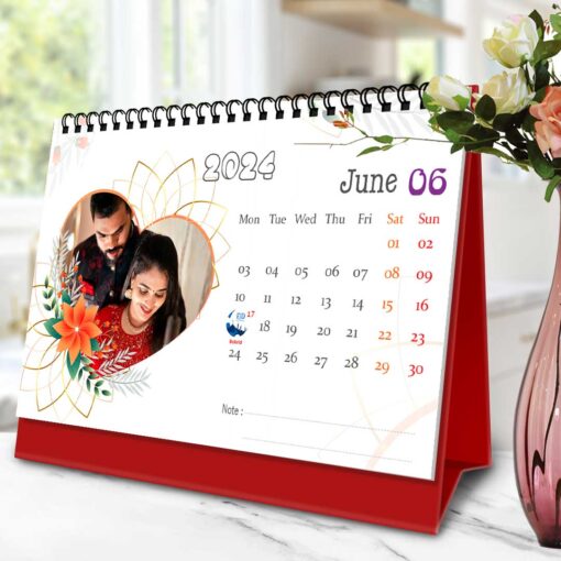 2024 Personalized Desktop Calendar | Table top Photo Calendar | 9 x 6 Inches Horizontal Design 12 8