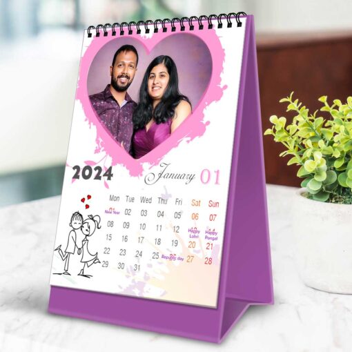 2024 Personalized Desktop Calendar |Table top Photo Calendar | 7 x 5 Inches Vertical Design 01 1