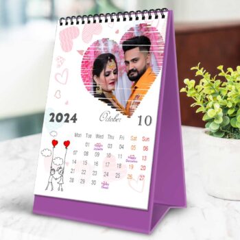 2024 Personalized Desktop Calendar |Table top Photo Calendar | 7 x 5 Inches Vertical Design 01 26