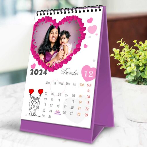 2024 Personalized Desktop Calendar |Table top Photo Calendar | 7 x 5 Inches Vertical Design 01 14