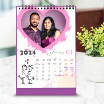 2024 Personalized Desktop Calendar |Table top Photo Calendar | 7 x 5 Inches Vertical Design 01 17