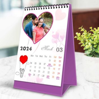 2024 Personalized Desktop Calendar |Table top Photo Calendar | 7 x 5 Inches Vertical Design 01 19