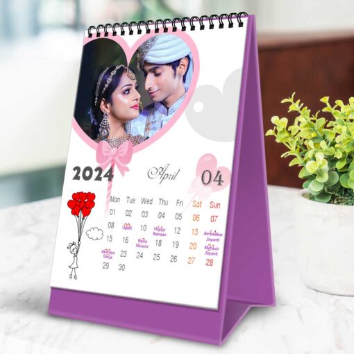 2024 Personalized Desktop Calendar |Table top Photo Calendar | 7 x 5 Inches Vertical Design 01 6