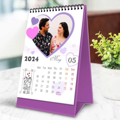 2024 Personalized Desktop Calendar |Table top Photo Calendar | 7 x 5 Inches Vertical Design 01 7