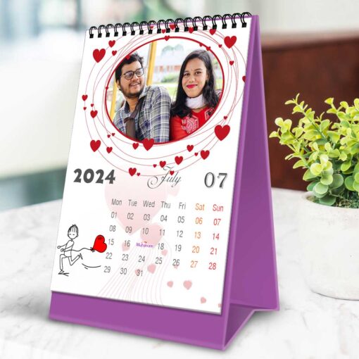 2024 Personalized Desktop Calendar |Table top Photo Calendar | 7 x 5 Inches Vertical Design 01 9
